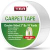 YYXLIFE Double Sided Carpet Tape for Area Rugs Carpet Adhesive Removable Multi-Purpose Rug Tape Cloth for Hardwood Floors, Carpets Heavy Duty Sticky Tape, 2 Inch x 10 Yards, White 2Inch x 10 Yards 30 71sxFkf6MFL