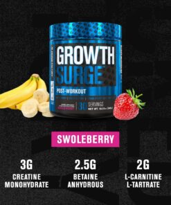 Jacked Factory Growth Surge Creatine Post Workout w/L-Carnitine - Daily Muscle Builder & Recovery Supplement with Creatine Monohydrate, Betaine, L-Carnitine L-Tartrate - 30 Servings, Swoleberry 30 Servings (Pack of 1) 22 71sz6xuJwKL 1