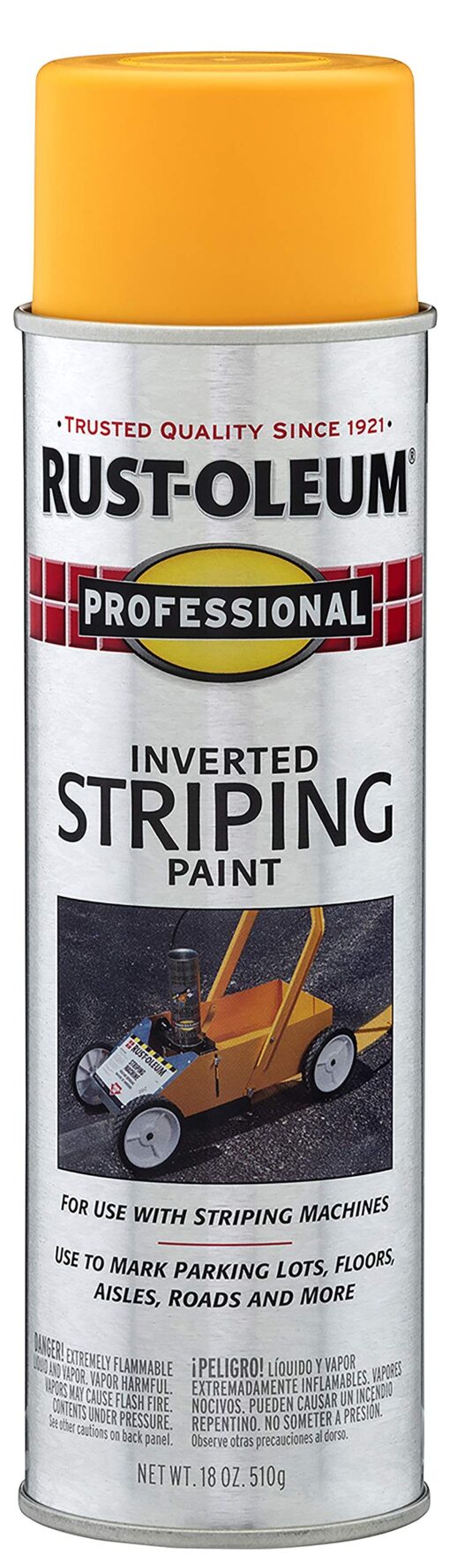 Rust-Oleum 2548838 Professional Inverted Striping Spray Paint, 18 oz, Yellow 18 Ounce