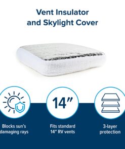 Camco Camper/RV Vent Insulator and Skylight Cover | Features 3 Layers to Reduce Heat Transfer & Increase A/C Efficiency | Fits Standard 14” Travel Trailer/RV Roof Vents (45192), Multicolor, 14" x 14" 30 71t NFqfF L