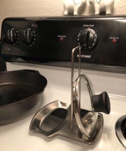 Yummy Sam Pot Lid Holder and Spoon Rest, Stainless Steel Utensils Lid Spoon Holder Ladle Rest Pot Lid Rack Shelf Stand Holder Multifunctional Storage Rack Stove Organizer (Silver) 52 71t iE3w7JL