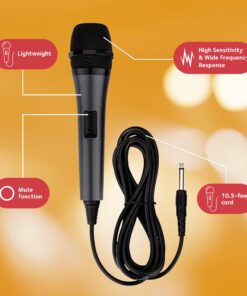 Singing Machine Wired Microphone for Karaoke, (Black) - Unidirectional Dynamic Vocal Microphone - Plug-In Microphone for Karaoke Machine, AMP, & Speaker - Mic for Singing, Public Speaking, & Parties 1 Black 16 71t0lho4jAL