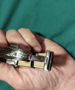 iStrap Leather Watch band -Alligator Grain Embossed Pattern Calfskin Replacement Strap-Stainless Steel Deployment Buckle with Push Buttons-Bracelet for Men Women-18mm 19mm 20mm 21mm 22mm 24mm Black/Tan Stitch-Silver 41 71t15ktx6L