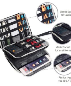 BUBM Double Layer Electronics Organizer/Travel Gadget Bag For Cables,Memory Cards,Flash Hard Drive and More,Fit For iPad Or Tablet(Up To 9.7")--Large, Black Large,2-layer 25 71t2Jkhj5DL
