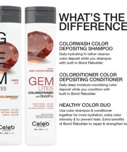 Celeb Luxury, Professional Semi-Permanent Hair Color Depositing Shampoo, Gem Lites Amber Colorwash, 8.25 Fl Oz (Pack of 1) 22 71t2OmzB6gS