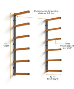 Bora Wood Organizer and Lumber Storage Metal Rack with 6-Level Wall Mount – Indoor and Outdoor Use, In Orange | PBR-001 45 71t31pCnt9L