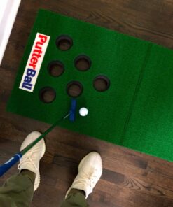 PutterBall Golf Pong Game Set The Original - Includes 2 Putters, 2 Golf Balls, Green Putting Pong Golf Mat & Golf Hole Covers - Best Backyard Party Golf Game Set 25 71t37arEWuL