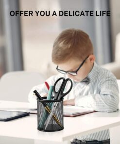 MaxGear Pen Holder for Desk, 3 Pack Pencil Holder, Non-Slip EVA Pad, Premium Mesh Metal Pen Holder, Desk Accessories & Workspace Organizers for Home, School & Office, Black, 3.7’’ Tall Mesh Black- 3.7" Tall 28 71t3PWv4huL