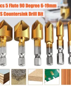 Baban Countersink Drill Bit,Countersink Drill Bit Set 6 Pcs 1/4'' Hex Shank HSS 5 Flute Countersink 90 Degree Center Punch Tool Sets for Wood Quick Change Bit 6mm-19mm 27 71t3s BF7L