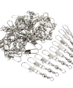 Alternative view of DE 100pcs Barrel Swivel with Safety Snap Connector Solid Rings Fishing 1#