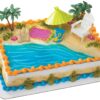 DecoSet® Beach Chair and Umbrella Tropical Beach Cake Decoration, 6 Piece Cake Topper Set, Palm Trees, Deck Chair, Beach Umbrella, Sand Castle and Bucket, Food Safe, Beach Chair & Umbrella DecoSet 25 71t5u8GL 1