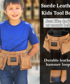 Real Leather Kids Tool Belt for Kids Woodworking Children Carpentry Carpenter Tool Apron for Boys and Girls Young Builders Gift Fits Waist Size 21 to 28 inches 10 71t5xbz 3DL