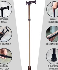 DMI Adjustable Folding Cane with Carrying Case Bronze 14 71t6K XqbmL