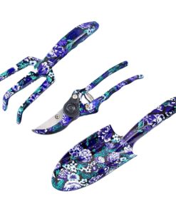 FLORA GUARD 3 Piece Aluminum Garden Tool Set - Trowel, Cultivator, Pruning Shear, Gift Set for Gardening Needs (Purple&Blue) Purple Floral 3-Piece 18 71t7O3s0ZuL