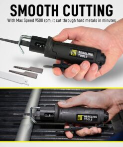 Berkling Tools 7102 Compact Low Vibration Air Saw/Air File with 8 pcs Blade Kit (3 Bi-Metal Saw Blades 18T 24T 32T and 5 Files) Multi-function Pneumatic Reciprocating Body Saw Air Powered Mini Tool 11 71t7d9PRJhL