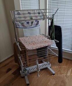 Newerlives BR505 3-Tier Collapsible Clothes Drying Rack with Casters, Laundry Drying Rack, Stainless Steel Hanging Rods, Indoor & Outdoor Use 32 71t7qQ4ABrL 2