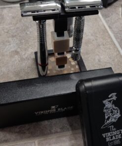 VIKINGS BLADE The Chieftain Safety Razor + 5 Swedish Platinum Super Blades + Carry Case Chromium Silver 45 71t8VxsmgL