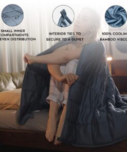 YnM Bamboo Weighted Blanket — 100% Cooling Bamboo Viscose Oeko-Tex Certified Material with Premium Glass Beads (Blue Grey, 60''x80'' 20lbs), Suit for One Person(~190lb) Use on Queen/King Bed Bamboo 60 in x 80 in 20 lb Blue Grey丨bamboo丨original 10 71t8lDZVCTS