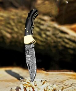 Best.Buy.Damascus1 Pocket knife Buffalo Horn Damascus knife, Pocket Knife For Men, 4pcs Knife Set, Folding Knife, With knife Sharpeners, Premium Quality gifts for men Black 28 71tAQTAgcrL
