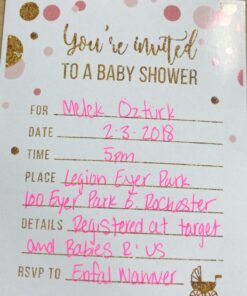 Andaz Press Blush Pink Gold Glitter Girl Baby Shower Party Collection, Games, Activities, Decorations, Blank Invitations with Envelopes, 20-pack Invitations Baby Blank 17 71tBUHIYuVL