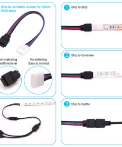 5050 4Pin LED Strip Connector Kit - iCreating 10mm RGB 4 Pin LED Connector Accessories Kit Include L LED Connectors for Strip Lights, 4-pin LED Light Strip Connectors with Wire, LED Extension Cable 16.4ft 20 71tCJvDTu1L