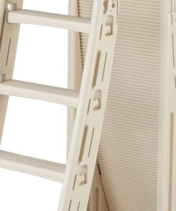 Confer Plastics 7200 Roll Guard 48" to 56" Adjustable A Frame Safety Ladder for Above Ground Outdoor Patio Swimming Pool Platform Ladder with Step Barrier, Warm Grey 37 71tCjT9Xj2L