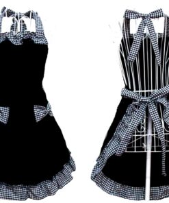Hyzrz Cute Retro Lovely Vintage Ladies Kitchen Flirty Vintage Aprons for Women Girls with Pockets for Mothers Day Gift (Black) Black 19 71tCmMJQofL