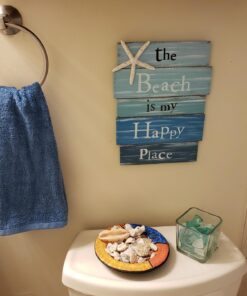Grasslands Road Wall Starfish GR Beach is My Happy Place Plaque, Medium, White, Blue 38 71tD0JQcmXL