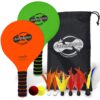 Paddle Ball Game Jazzminton Deluxe with LED Birdie - Indoor/Outdoor Game for Kids, Teens and Adults 62 71tDW1rh3L