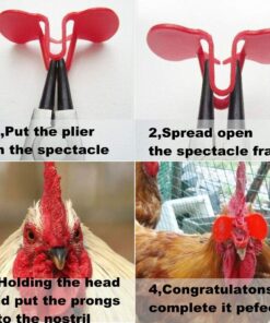 Weilan 21 PCS Pinless Peepers with Pliers Chicken Peepers Eye Glasses Pheasant Poultry Blinders Spectacles Anti-Pecking Plier Tool(Red) 21 Pcs Red Large 18 71tE46CKokL