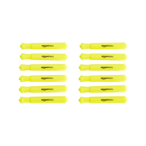 Amazon Basics Tank Style Highlighters - Chisel Tip, Yellow, 12-Pack