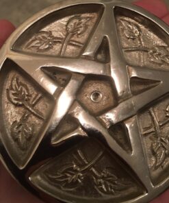 New Age Imports, Inc. - Pentagram Altar Tile Solid Brass with Silver Plating 3-Inches Diameter. 19 71tEy o80L