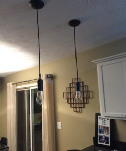 Globe Electric 64906 1-Light Pendant, Matte Black, Black Woven Fabric Cord, E26 Base Socket, Kitchen Island, Café, Decorative, Ceiling Hanging Light Fixture, Modern, Vintage, Bulb Not Included Without Bulb 43 71tFBO9eL8L