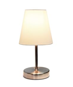 Simple Designs LT2013-WHT Mini Basic Sand Nickel Table Lamp with Fabric Shade, White 20 71tFFIOLBL