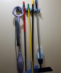 New Version 4pcs Self Adhesive Broom Holder with Gripper and 2 Hooks, Damage Free Broom Mop Holder, No Drill Anti-Slip Wall Mount Broom Gripper Organizer for Bathroom Kitchen Garden Garage 28 71tIMfAWw0L