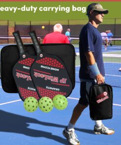 JP WinLook Premium Pickleball Paddles Set – Graphite Carbon Fiber/Fiberglass Rackets for Women & Men and Pickleball Balls for Indoor or Outdoor Play. Pickleball Set - Racquets, Pickleballs & Carry Bag USAPA Graphite Red / Red-2 Player Set 29 71tJZ1VBc6L 2