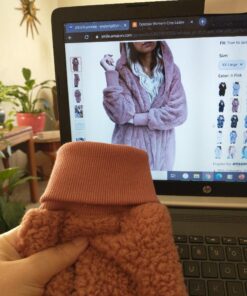 Dokotoo Womens 2023 Winter Long Sleeve Solid Fuzzy Fleece Open Front Hooded Cardigans Jacket Coats Outerwear with Pocket XX-Large A Black 16 71tLzFU4L