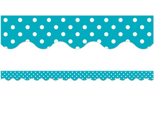 Teacher Created Resources Teal Polka Dots Scalloped Border Trim (5494) Teal, White