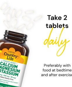 Country Life, Target-Mins Calcium Magnesium Potassium, Supports Heart Health, Daily Supplement, 180 ct 180 Count (Pack of 1) 16 71tMjaqQTXL