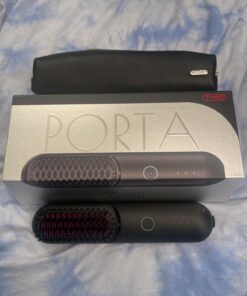 TYMO Porta Cordless Hair Straightener Brush, Portable Mini Straightening Brush for Travel, Negative Ion Hot Comb Hair Straightener for Women, Lightweight to Carry Out, USB Rechargeable, Anti-Scald Black 37 71tNQu7t2vL