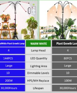 WTINTELL LED Grow Lights for Indoor Plants,LED Plant Grow Light with Stand,Led Full Spectrum,10 Dimmable Levels,3 Modes Timing,Tripod Adjustable 15-72 inch. 6000K 10 71tON7Yn0UL