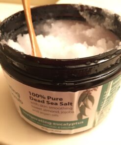 ASUTRA Dead Sea Salt Body Scrub Exfoliator (Invigorating Eucalyptus), NEW BIGGER 16 oz size | Ultra Hydrating, Gentle, & Moisturizing | Coconut, Eucalyptus, and Marjoram Oils | Includes Wooden Spoon Invigorating Eucalyptus 22 71tPFQnHgcL