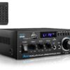 Home Audio Power Amplifier with Bluetooth, 100Wx2 Audio Stereo Receiver, Dmyond Home Amplifiers w/FM Radio USB, AUX, RCA, SD for Home Theater Speakers Audio Stereo, Studio 27 71tPphehhYL