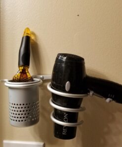 ELVASEN Hair Dryer Holder, Wall Mount Organizer Shelf Rack for Bathroom, Wall Mount with Comb Makeup Brushes Cup,Bathroom Washroom Shower Accessories Storage Organization Aluminum Set 26 71tQFAUx3pL