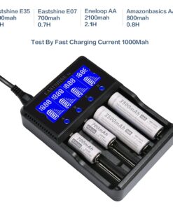 Universal Smart Battery Charger 4 Bay for Rechargeable Batteries NiMH NiCd AA AAA C Li-ion LiFePO4 IMR 18650 21700 20700 26650 14500 16340 18500 10440 18350 RCR123a LCD Display UL Listed 29 71tRl9qMcwL