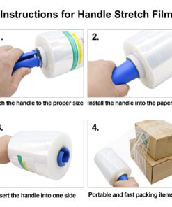 BOMEI PACK 2 Pack Stretch Wrap Film with Plastic Handle, 5" 1000ft 80 Gauge for Pallet Wrap, Clear Plastic Pallet Wrap for Packing, Moving, Self-Adhering Heavy Duty Shrink Film 17 71tTLURllJL 1