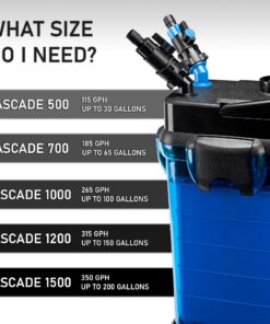 Penn-Plax Cascade All-in-One Aquarium Canister Filter – for Tanks Up to 100 Gallons (265 GPH) – Cascade 1000 Cascade-1000 45 71tTO6I7L
