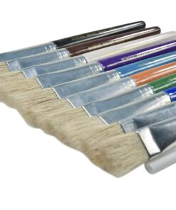 Alternative view of School Smart Stubby Flat Tip Paint Brushes for School and Arts and Crafts Use, Assorted Colors and Sizes, Set of 10