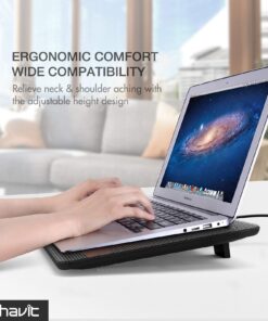 Havit HV-F2056 15.6-17 Inch Laptop Cooler Cooling Pad - Slim Portable USB Powered (3 Fans) (Black+Red) Black+Red 35 71tUtU4snL