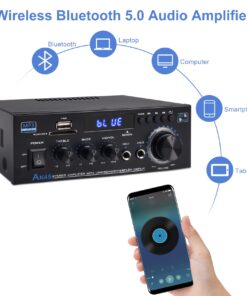 Stereo Audio Amplifier Receiver, 300Wx2 Home Dual Channel Bluetooth 5.0 Sound Speaker AMP, Home Amplifiers FM Radio, USB, SD Card, with Remote Control Home Theater Audio Stereo System Components 13 71tVAt e2EL